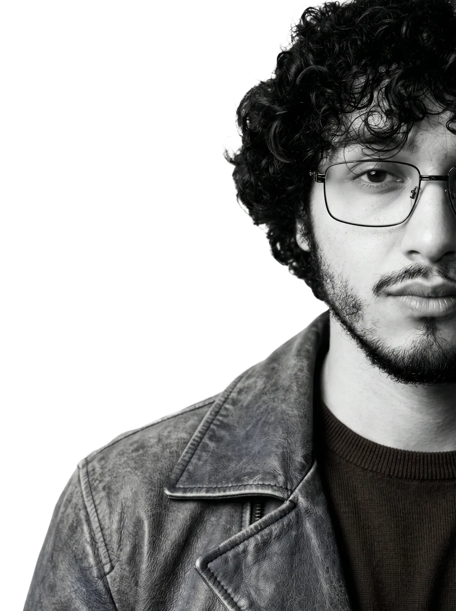 Alexis Martinez, black and white portrait